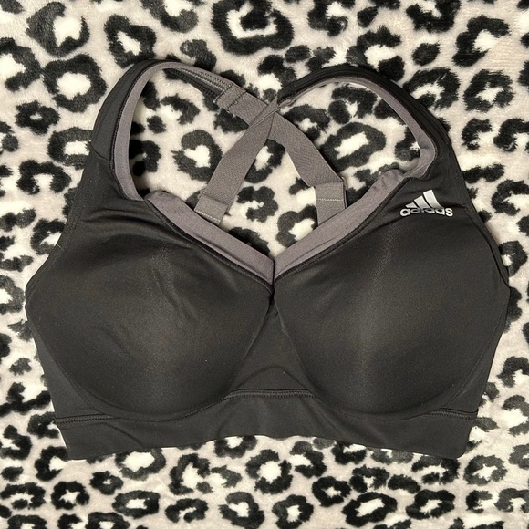Adidas 34D Black & Gray Cross-back Adjustable Straps Sports Bra - Picture 2 of 11